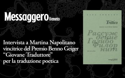 Premio Geiger alla pordenonese Martina Napolitano: è la prima a tradurre il Trittico di Sokolov in italiano